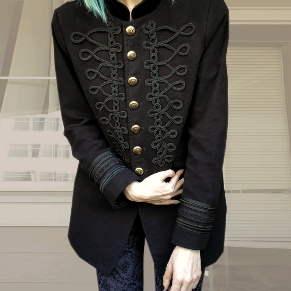 🤴 Zara Black Embroidered Prince Jacket XL 👸